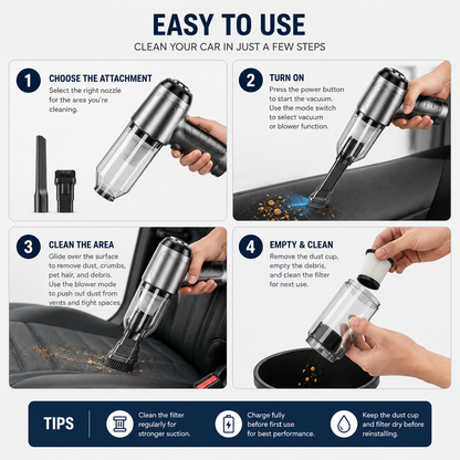 zzzzzzzzzzzz cordless handheld car vacuum cleaner™- cleans tight spaces blows away dust and inflates items