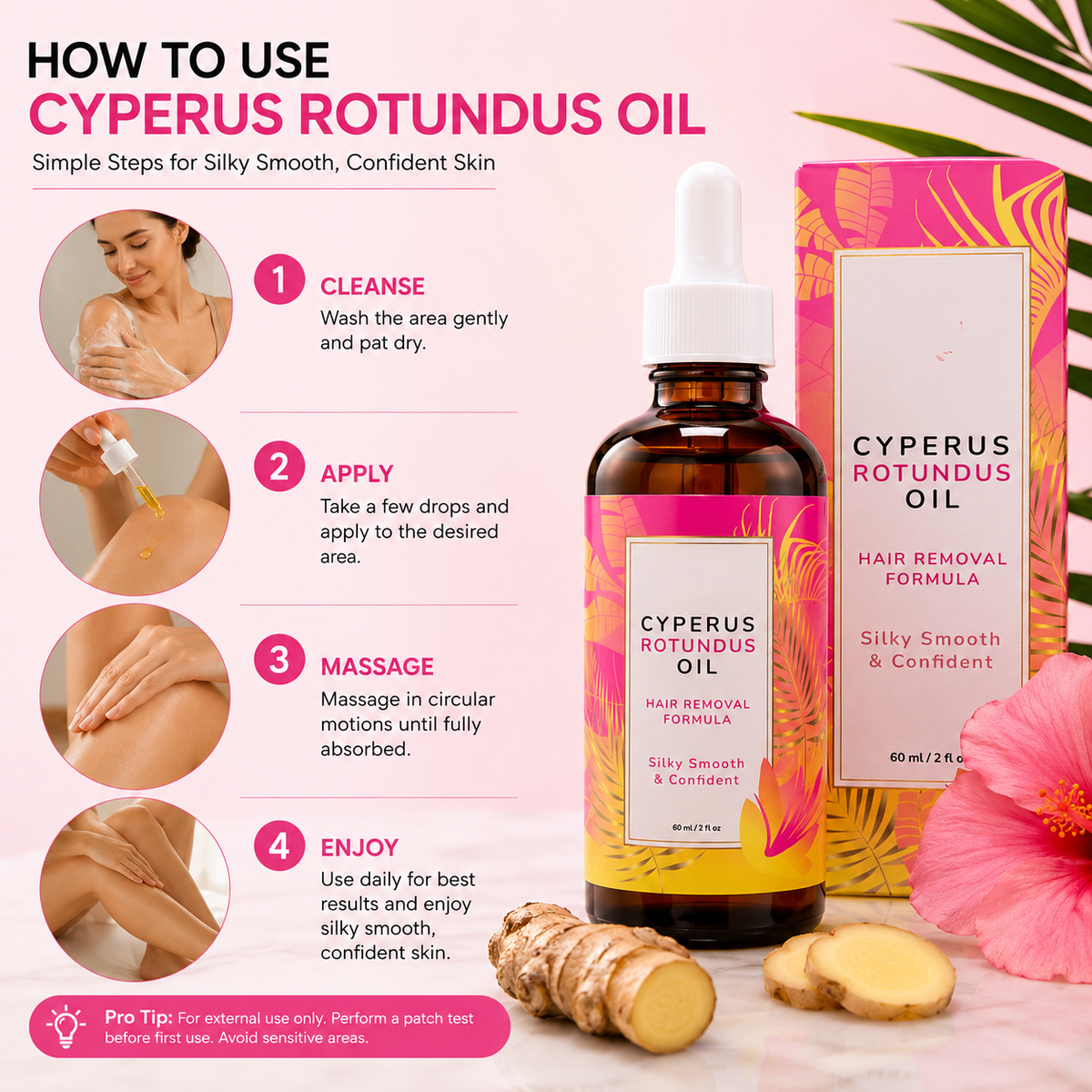 Pure Cyperus Rotundus Oil™– Natural Hair Removal Formula & Growth Inhibitor