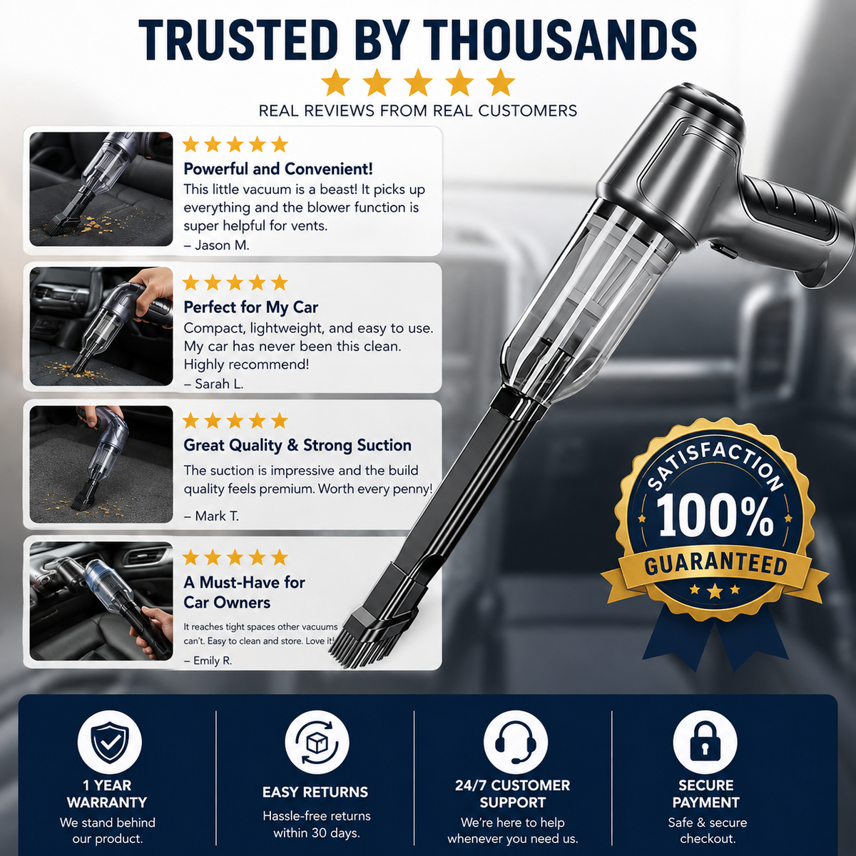zzzzzzzzzzzz cordless handheld car vacuum cleaner™- cleans tight spaces blows away dust and inflates items