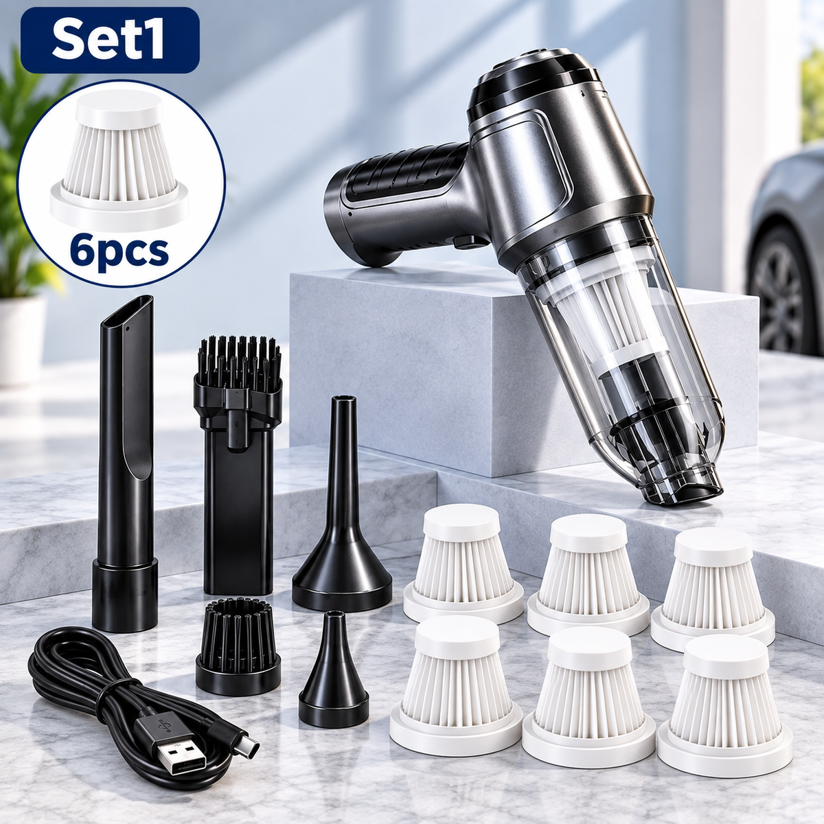 zzzzzzzzzzzz cordless handheld car vacuum cleaner™- cleans tight spaces blows away dust and inflates items
